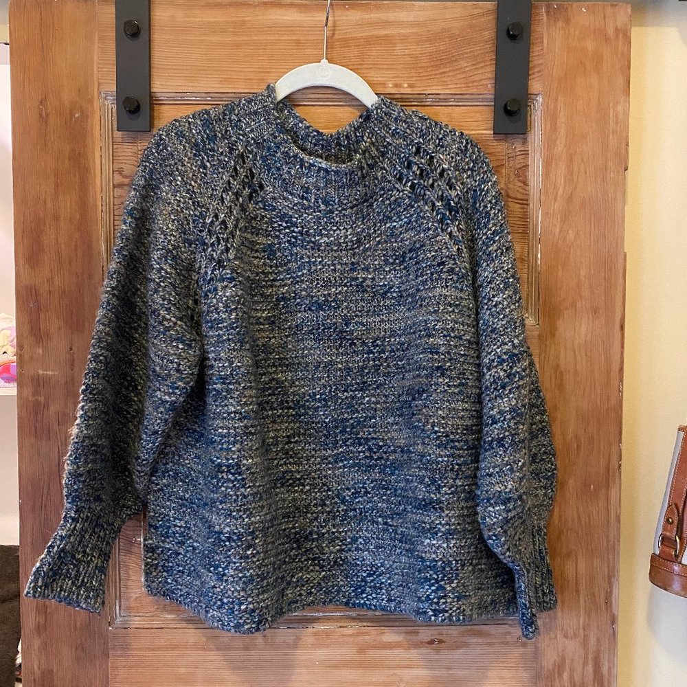 Blue Balloon Sleeve Sweater
